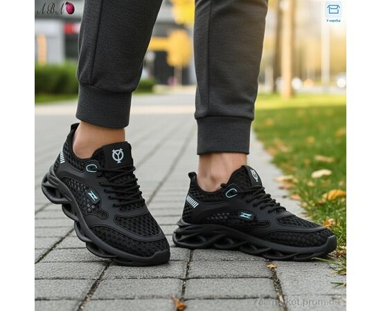 Кросівки чоловічі модні Літо S006 black (8 пар р.40-44) "Aba" недорого оптом від прямого постачальника, зображення 2