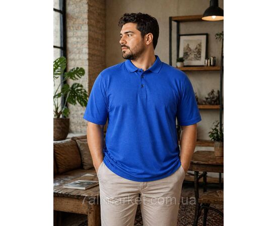 Футболка-поло чоловіча однотонна р.2XL-6XL (6 кв.) "MODY" недорогою опцією від прямого постачальника, зображення 3