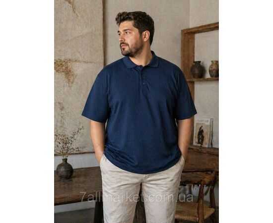 Футболка-поло чоловіча однотонна р.2XL-6XL (6 кв.) "MODY" недорогою опцією від прямого постачальника, зображення 6