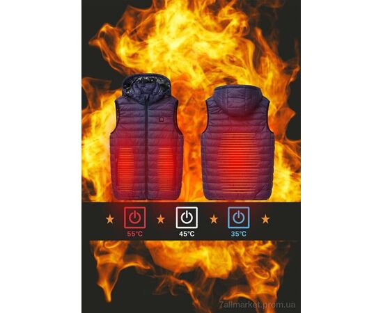 Чоловічий жилет Весна/осінь Жилетка з підігрівом від PowerBank black батал (4 шт. р.сітка3XL-6XL) "Fabullok" недорого оптом від прямого постачальника, зображення 3