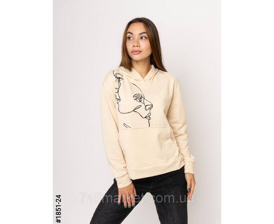 Фотография Худі жіночі двунитка з принтом норма S-M, M-L, L-XL (6цв) "NOWEMBER" недорого от прямого поставщика, изображение 2