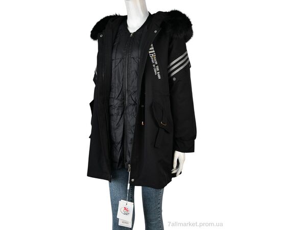 Куртка жіноча Зима 1001 ( 12052) black (5 шт. р.сіткаL-3XL) "Obuvok" недорого оптом від прямого постачальника, зображення 3