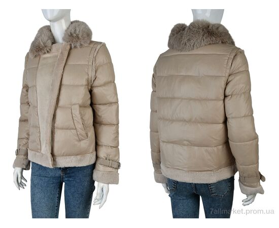 Куртка жіноча Зима 349 (12056) d.beige (4 шт. р.сіткаM-L) "Obuvok" недорого оптом від прямого постачальника, зображення 3