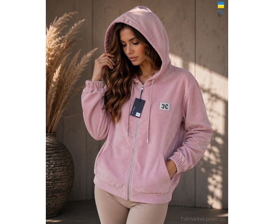 Кофта жіноча Весна/осінь 80 пудра (4 шт. р.сітка3XL-6XL) "Sport style" недорого оптом від прямого постачальника, зображення 2