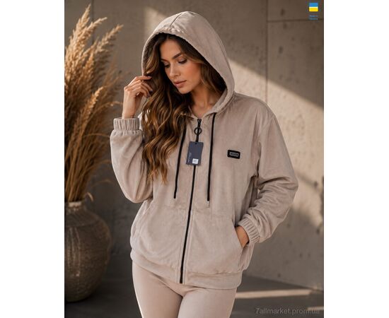 Фотография Кофта женская Весна/осень 80 беж (4 шт. р.сетка 3XL-6XL) "Sport style" недорого оптом от прямого поставщика, изображение 2