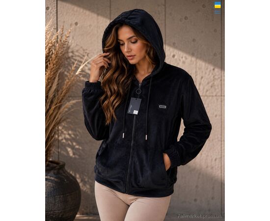 Фотография Кофта женская Весна/осень 80 чорний (4 шт. р.сетка 3XL-6XL) "Sport style" недорого оптом от прямого поставщика, изображение 2