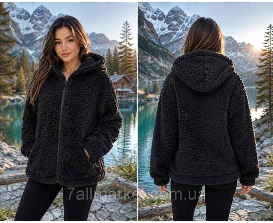 Кофта жіноча махрова на блискавці з капюшоном р M-4XL (5 кв) "MODY" купити недорого від прямого постачальника, зображення 2