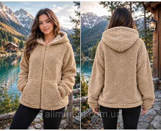 Кофта жіноча махрова на блискавці з капюшоном р M-4XL (5 кв) "MODY" купити недорого від прямого постачальника, зображення 3