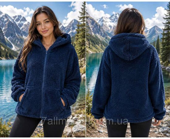 Кофта жіноча махрова на блискавці з капюшоном р M-4XL (5 кв) "MODY" купити недорого від прямого постачальника, зображення 4