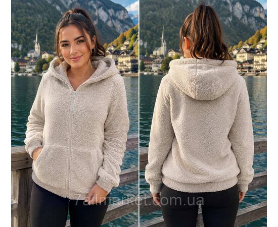 Кофта жіноча махрова на блискавці з капюшоном р M-4XL (5 кв) "MODY" купити недорого від прямого постачальника, зображення 5