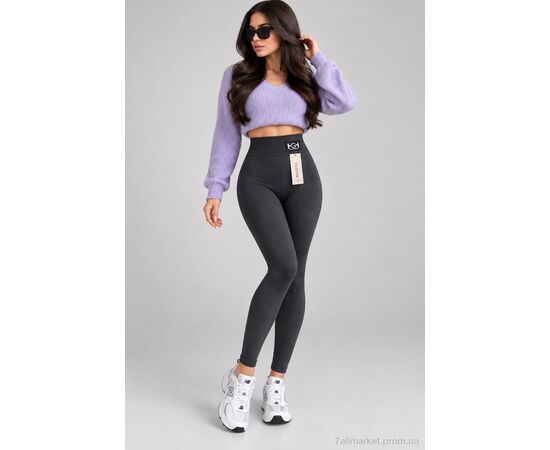 Лосінси жіночі Зима 2921 т.сірий (3 шт. р.сіткаL-2XL) "Sport style" недорого оптом від прямого постачальника, зображення 2
