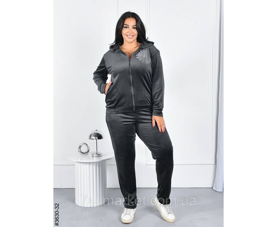 Спортивний костюм жіночий на блискавці велюр батал 54(2XL),56(3XL),58(4XL) (6кв) "NOWEMBER", зображення 6