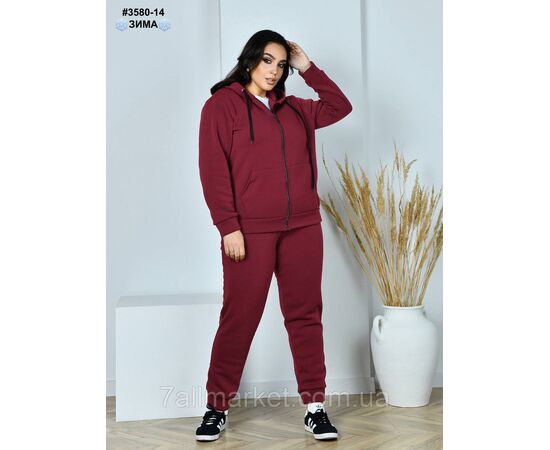 Спортивний костюм жіночий на блискавці тринитка на флісі батал 50(L),52(XL),54(XXL),56(3XL),58(4XL)  "NOWEMBER", зображення 2