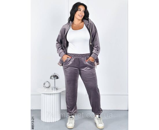 Спортивний костюм жіночий на блискавці велюр батал 56(3XL),58(4XL),60(5XL),62(6XL) (7кв) "NOWEMBER", зображення 5