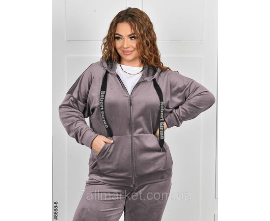 Спортивний костюм жіночий на блискавці велюр батал 54(XXL), 56(3XL), 58(4XL), 60(5XL) (6кв) "NOWEMBER", зображення 5