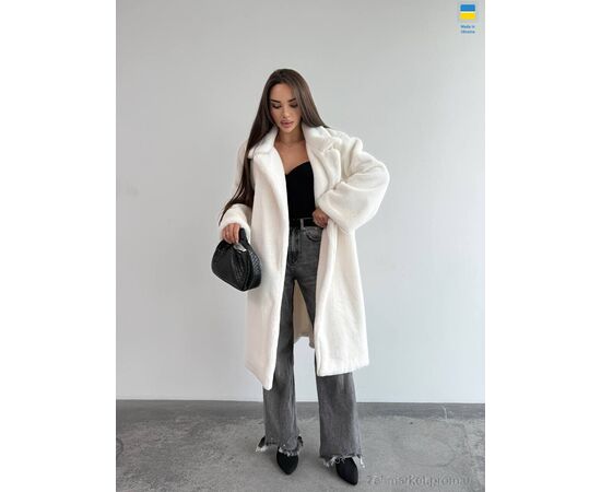 Шуба жіноча Зима 0102iren мутон білий (1 шт. р.сітка42-48) "Alisa Brand" недорого оптом від прямого постачальника, зображення 2