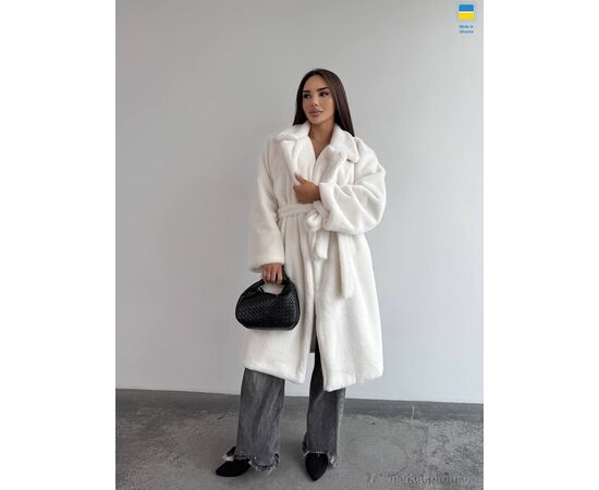 Шуба жіноча Зима 0102iren мутон білий (1 шт. р.сітка42-48) "Alisa Brand" недорого оптом від прямого постачальника, зображення 3
